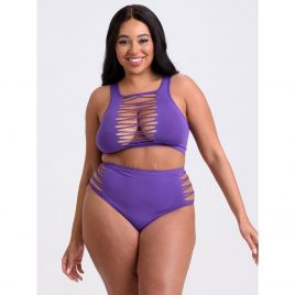 Lovehoney Plus Size Viva Purple Criss-Cross Bra Set