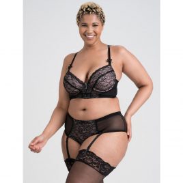 Lovehoney Plus Size Entice Me Black Lace Crotchless Bra Set