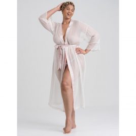 Lovehoney Plus Size Vintage Romance Sheer Ivory Lace Robe