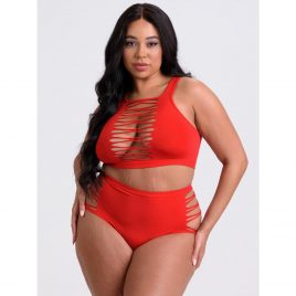 Lovehoney Plus Size Criss-Cross Red Bra Set