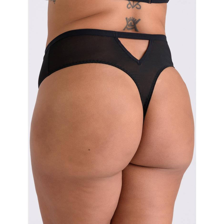 Lovehoney Plus Size Black Sheer Mesh High-Waisted Thong