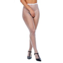 Miss Naughty Crotchless White Fishnet Pantyhose