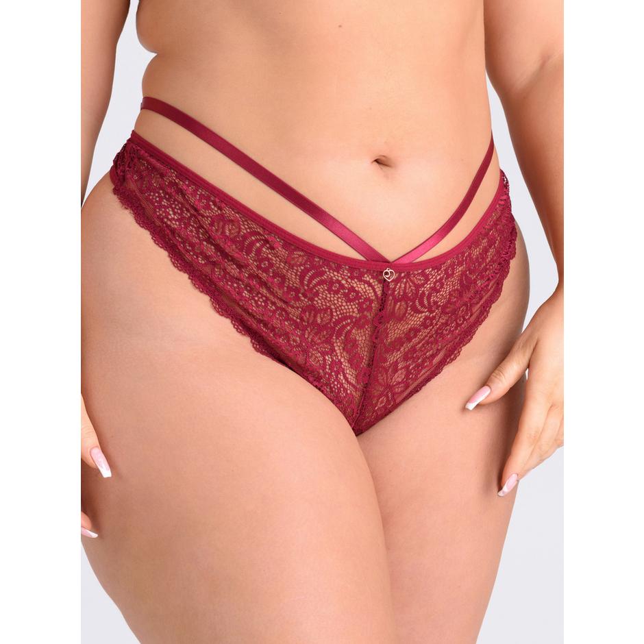 Lovehoney Plus Size Late Night Liaison Wine Crotchless Thong