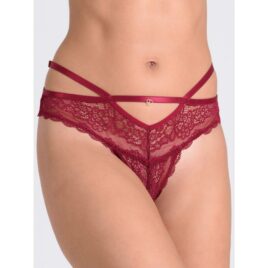 Lovehoney Late Night Liaison Wine Crotchless Brazilian Panties