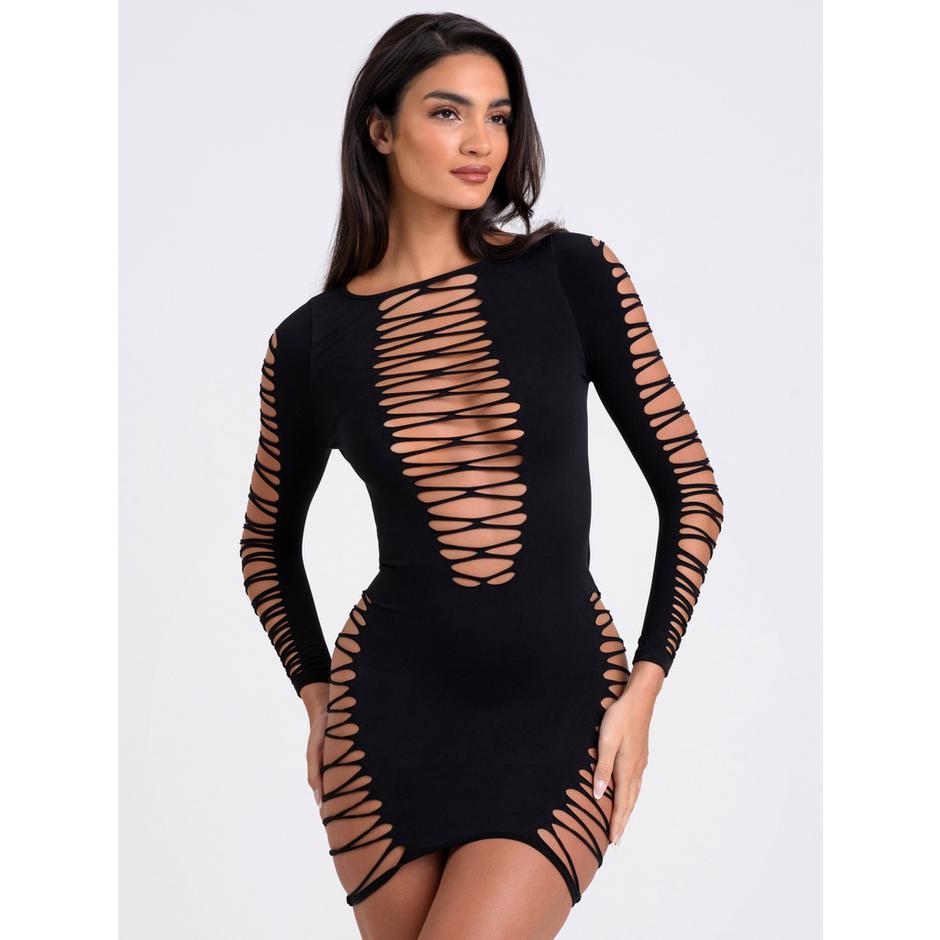 Lovehoney Black Criss-Cross Long Sleeve Dress