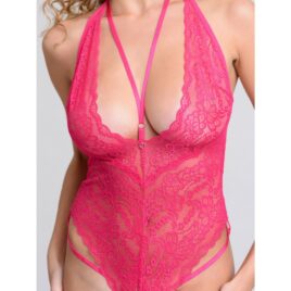 Lovehoney Late Night Liaison Hot Pink Crotchless Lace Teddy