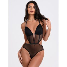 Lovehoney Secret Noir Sheer Spot Mesh Teddy