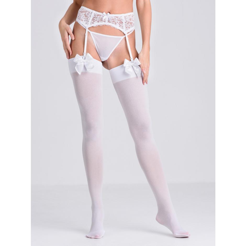 Lovehoney Fantasy White Bow Top Stockings