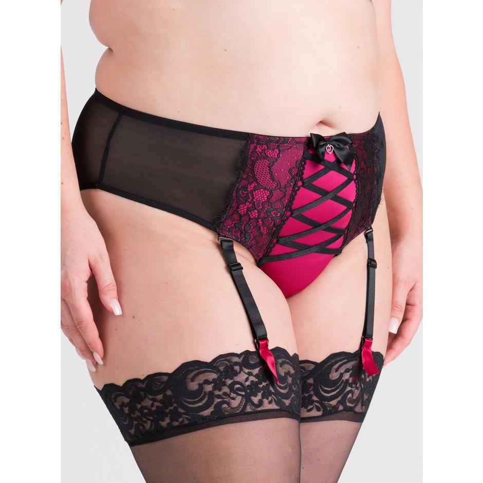 Lovehoney Plus Size Boudoir Belle Cherry High-Waisted Brazilian Garter Panties